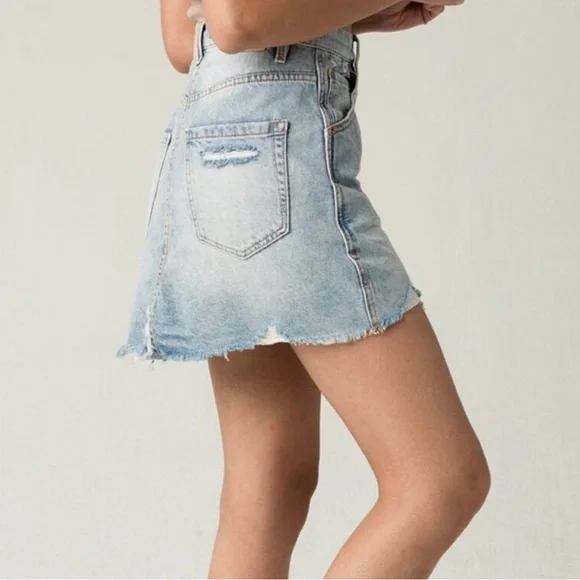 🥳HP🥳 Free People Brea Cutoff Mini Skirt in Mile High Blue - Picture 3 of 10